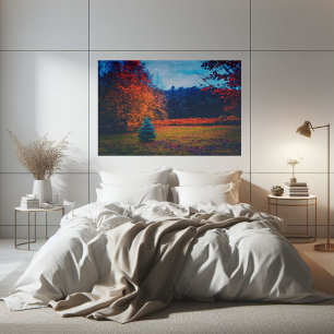 Poster Forêt de sapin d'automne coloré