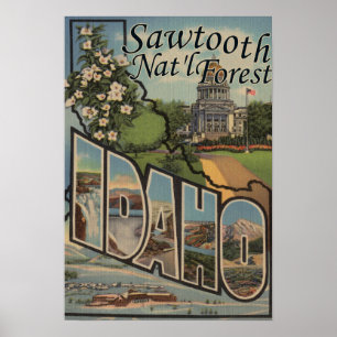Poster Forêt de Sawtooth Nat'l, Idaho - Grande Lettre