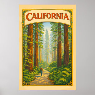 Poster Forêt de séquoias de Californie Vintage