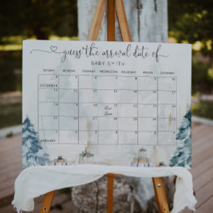 Poster Forêt d'hiver neutre pour les sexes Devinez la dat