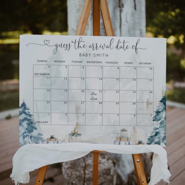 Poster Forêt d'hiver neutre pour les sexes Devinez la dat (Créateur téléchargé)