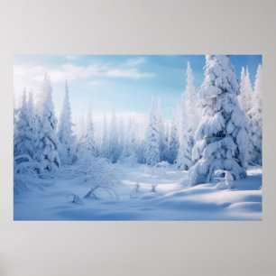 Poster Forêt d'hiver Paysage serein Surreal