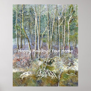 Poster forêt d'hiver peinture aquarelle