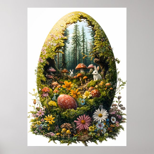 Poster Forêt d'Oeufs de Pâques Imaginaire Nature Mur Art (Devant)