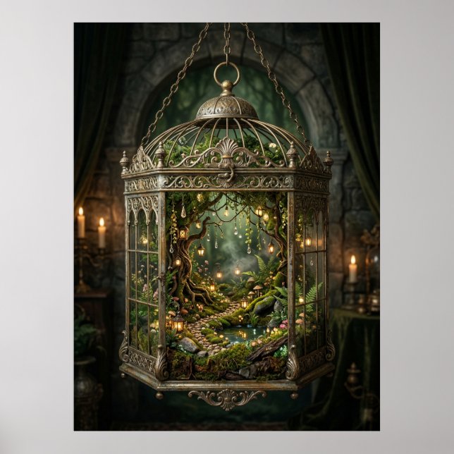 Poster Forêt Enchantée dans la Cage aux Oiseaux (Devant)