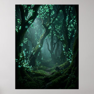Poster Forêt Fantastique Enchantée Lumineuse