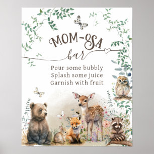 Poster Forêt forestière Baby shower végétal momosa