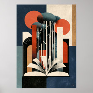 Poster Forêt géométrique de lecture constructiviste Amour