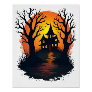 Poster Forêt Hantée � T-shirt de la nature effrayante d'H