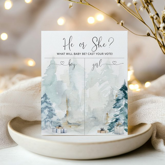 Poster Forêt hivernale Sexe révéler Carte garçon ou fille (Créateur téléchargé)