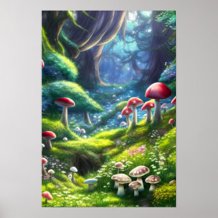 Poster Forêt Magique, Champignons enchantés