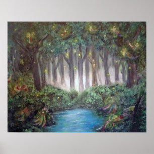 Poster Forêt Magique, De La Peinture Originale,