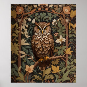 Poster Forêt majestueuse de chouette à cornes