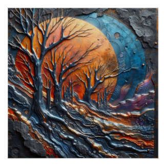 Poster Forêt morte Abstraite 1 - AI - Oeuvre artistique