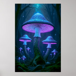 Poster Forêt Mystique Éthérée Nature Bioluminescente