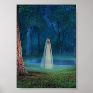 Poster Forêt Mystique la Nuit – Art Fantastique