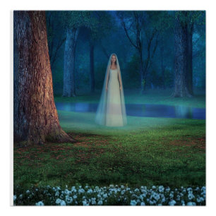 Poster Forêt Mystique la Nuit – Art Fantastique
