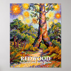 Poster Forêt nationale de Redwood dans le style Van Gogh