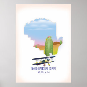 Poster Forêt nationale Tonto Arizona États-Unis carte