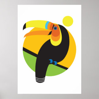 Poster Forêt tropicale moderne Graphique Toucan Bird