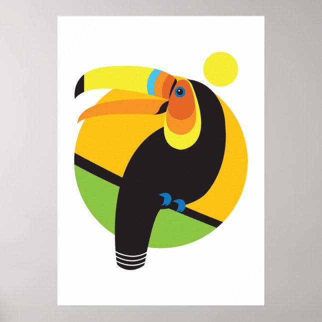 Poster Forêt tropicale moderne Graphique Toucan Bird (Devant)