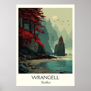 Poster Forêts côtières rocheuses de Wrangell en Alaska
