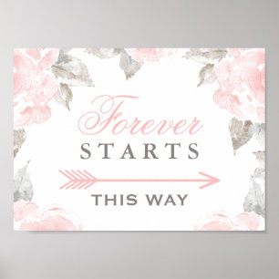 Poster Forever commence ainsi rose Rose d'aquarelle