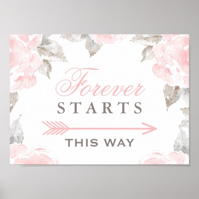 Poster Forever commence ainsi rose Rose d'aquarelle (Devant)