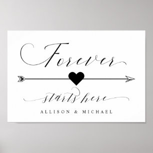 Poster Forever Commence Ici Calligraphie Flèche Flèche Dr