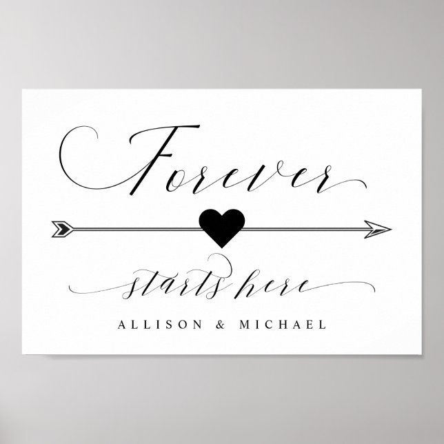 Poster Forever Commence Ici Calligraphie Flèche Flèche Dr (Devant)