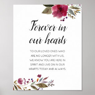 Poster Forever In Our Heart Bourgogne Floral Memorial