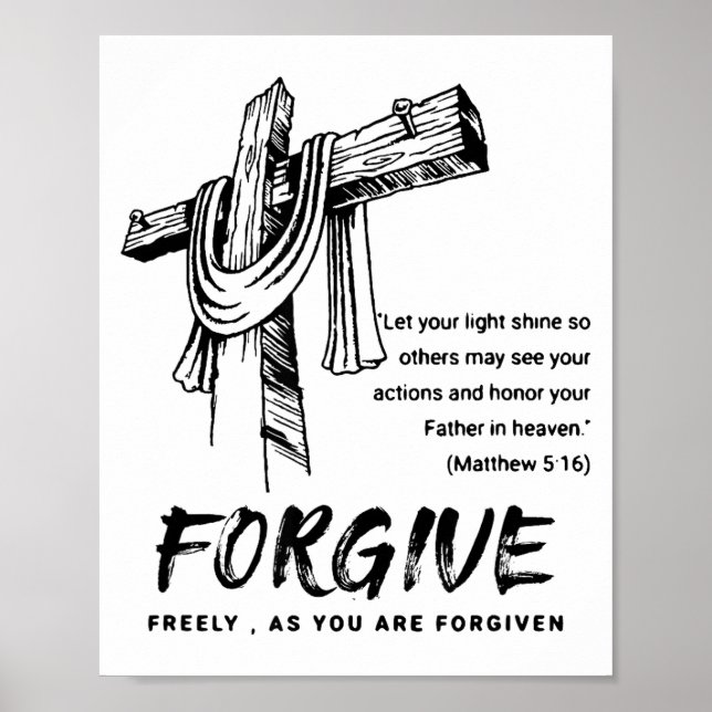 Poster Forgive Cross Christian Faith Tee  (Devant)