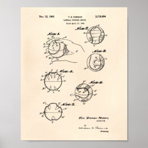 Poster Formation de baseball 1963 Art breveté - Old Peper