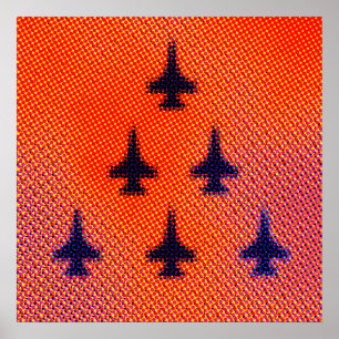 Poster Formation des F-16 dans l'orange. Pop art