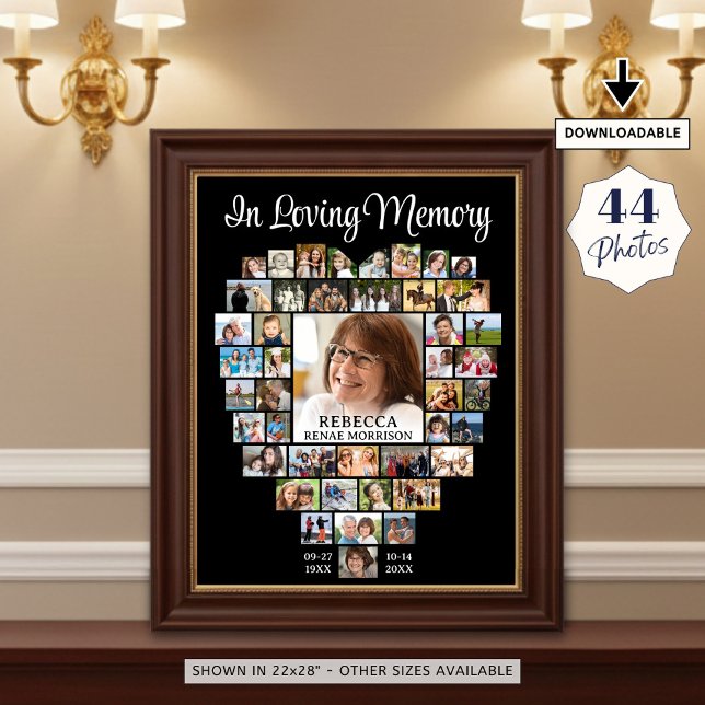 Poster Forme de cœur 44 Photos Funérailles Mémorial (Créateur téléchargé)