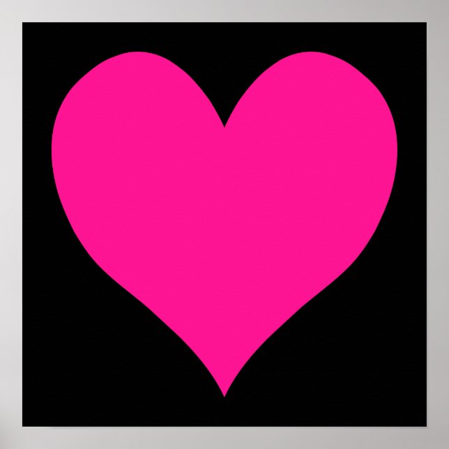 Poster Forme de coeur mou noir et rose profond (Devant)