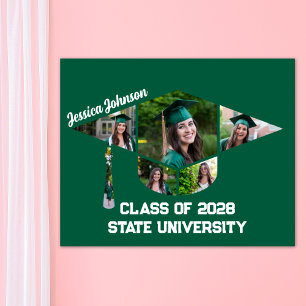 Poster Forme de la casquette de graduation verte moderne