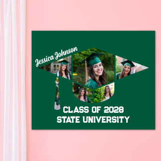 Poster Forme de la casquette de graduation verte moderne