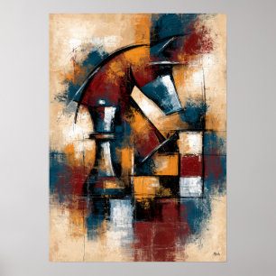 Poster Forme de Reine Joou Abstrait Art d'Échecs en Japon