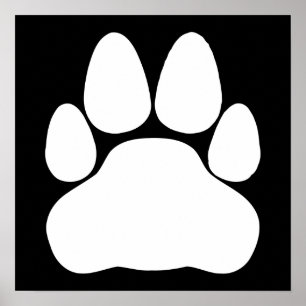 Poster Forme d'empreinte de patte de chat blanc