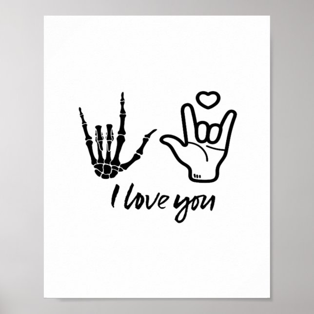 Poster Forme des mains - Squelette Mains du coeur (Devant)