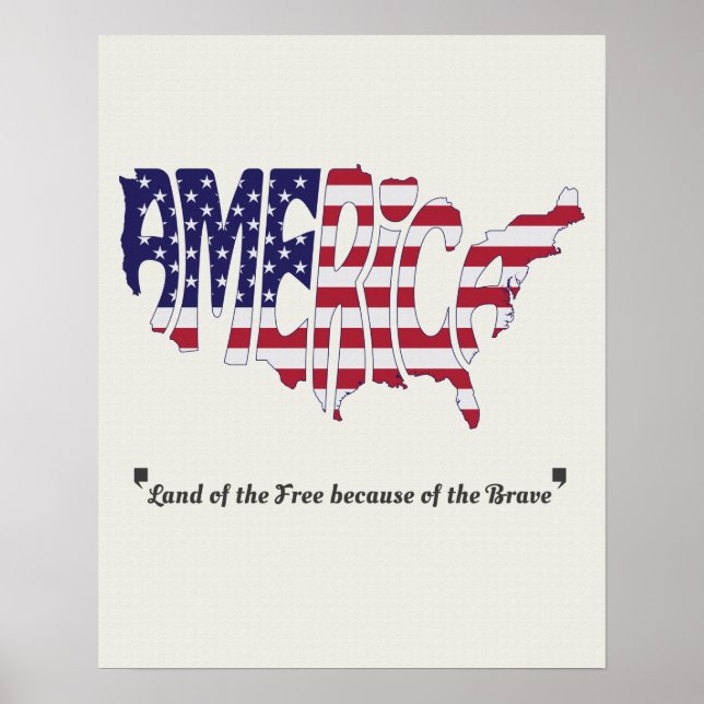 Poster Forme et devis de la carte d'art Word America (Devant)