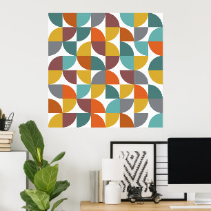 Poster Formes à tarte Turquoise Moderne Du Milieu Du Sièc