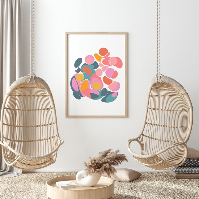 Poster Formes Abstraites colorées en rose Turquoise et ja (Créateur téléchargé)