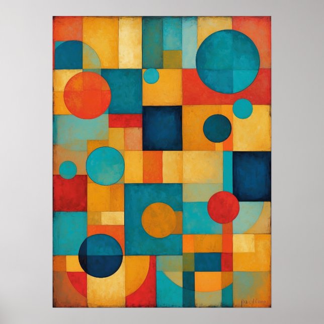 Poster Formes Abstraites géométriques colorées Modernes (Devant)