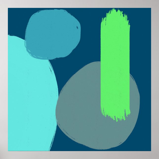 Poster Formes Abstraites modernes Blue Green Art (Devant)