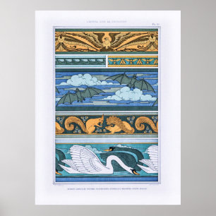 Poster Formes animales Art Nouveau vintage dans la décora