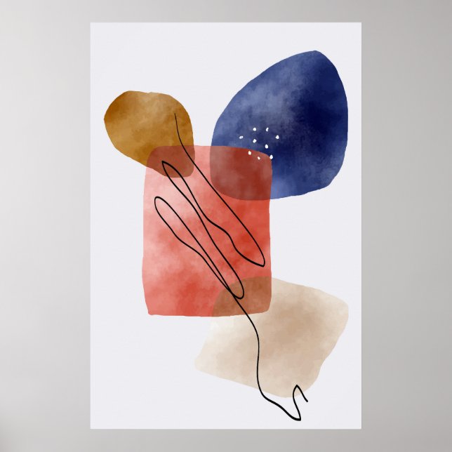 Poster Formes biologiques modernes Aquarelles Art Abstrai (Devant)