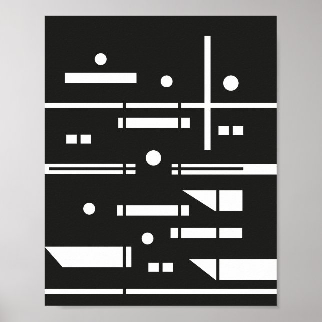 Poster Formes blanches sur fond noir (Devant)
