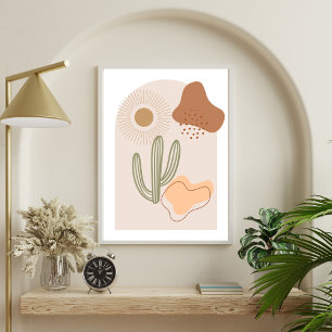 Poster Formes Bohèmes Abstraites Cactus de Soleil en Terr